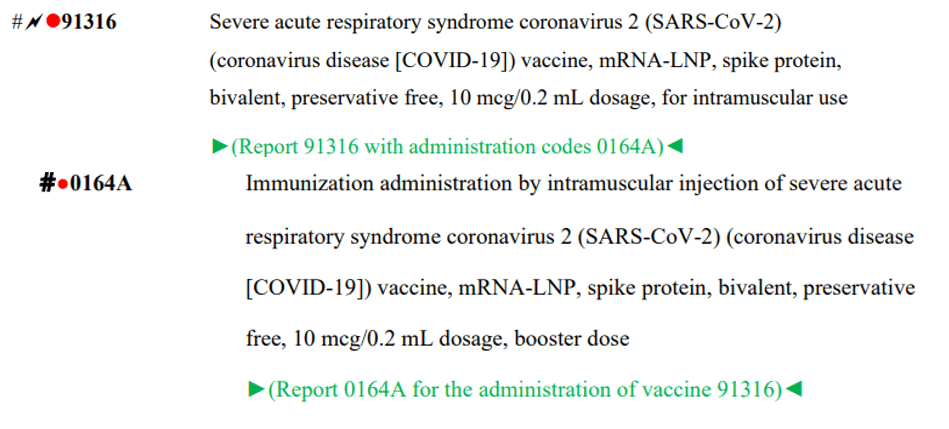 cpt code for bivalent covid vaccine moderna table